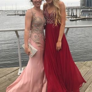 Elegant deep red jovani prom dress!